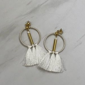 J. Crew White tassel earrings